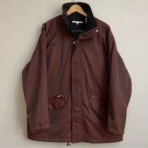 Vintage Perry Ellis Jacket Nylon Blend Hood Brown Size XL